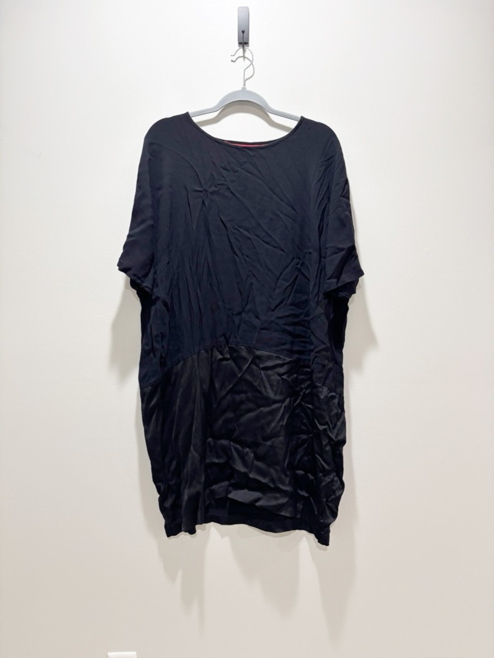 Universal Standard Black Mixed Material Shift Dress Viscose Blend Size Large